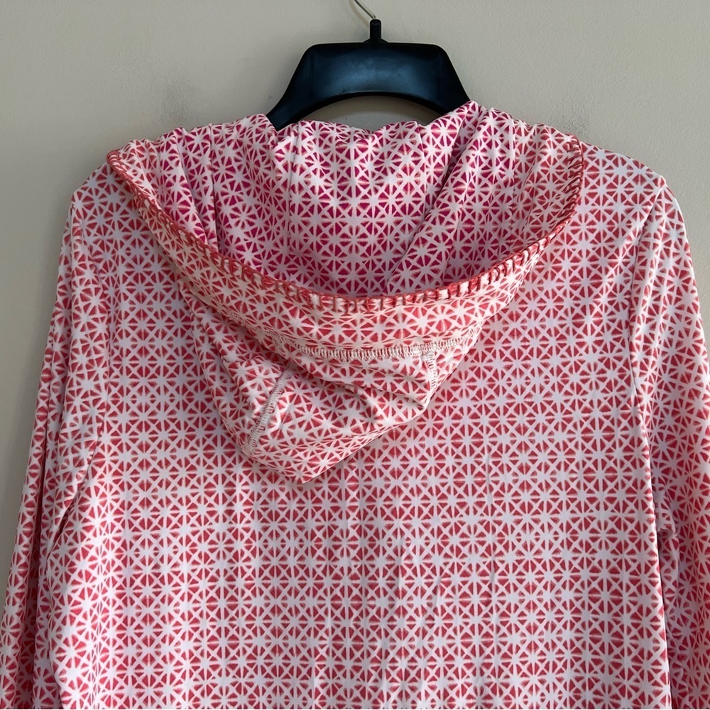 Cabana Life Algarve Hooded Cover Up Dress in Coral Pink/White, size S - Picture 7 of 13